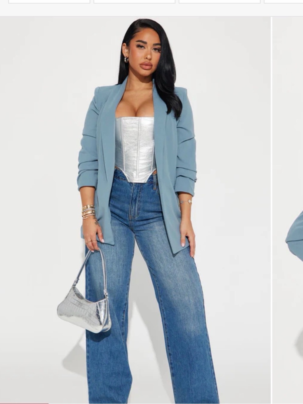 Dusty Blue Open Blazer